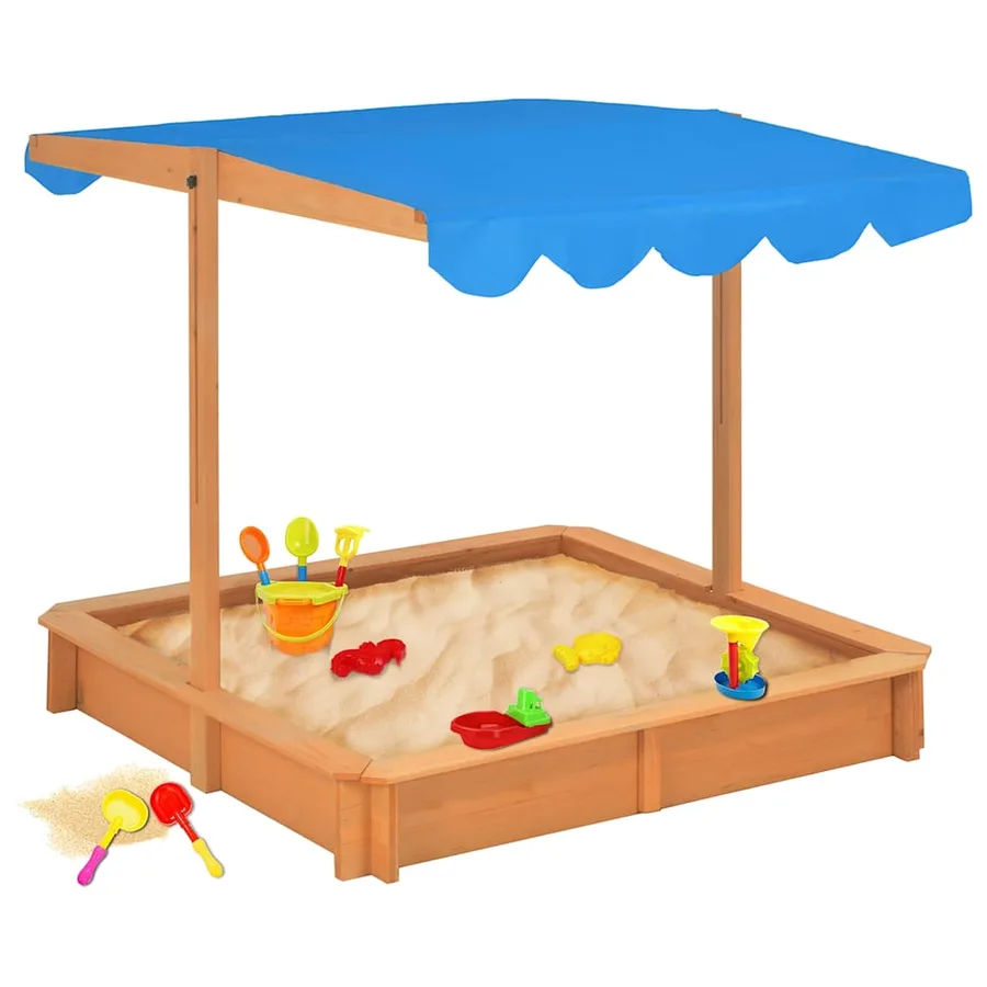Bac à sable avec toit réglable Bois de sapin 115x115x115 cm - 3
