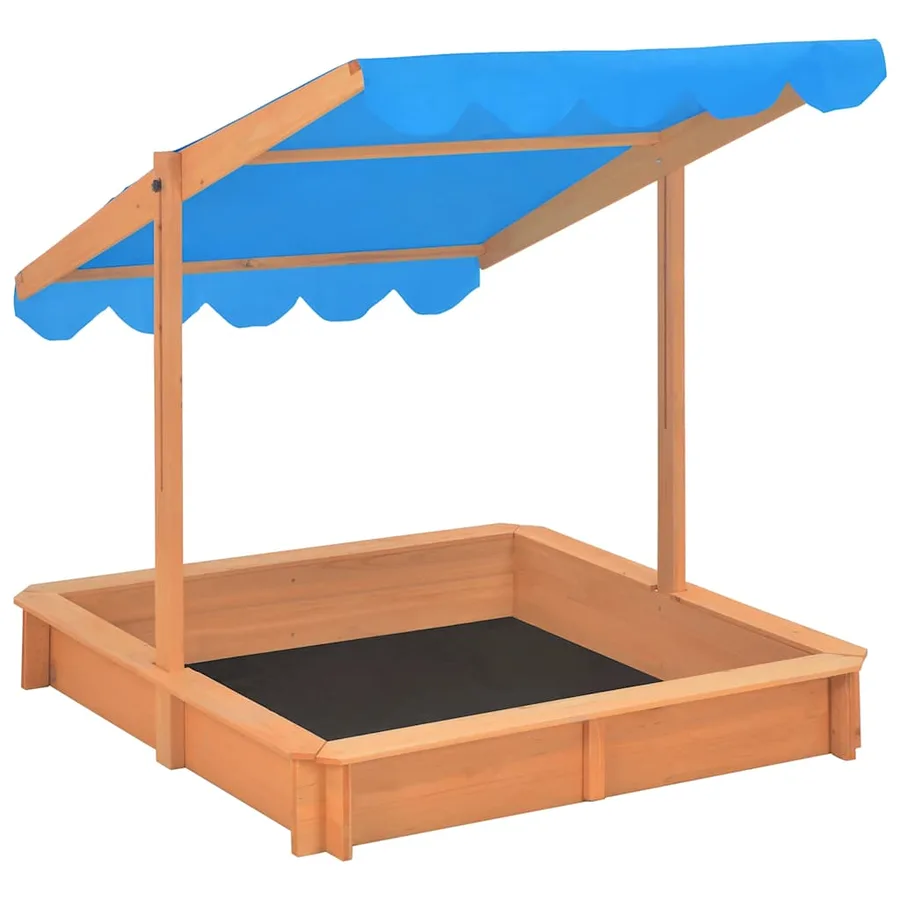 Bac à sable avec toit réglable Bois de sapin 115x115x115 cm - 4