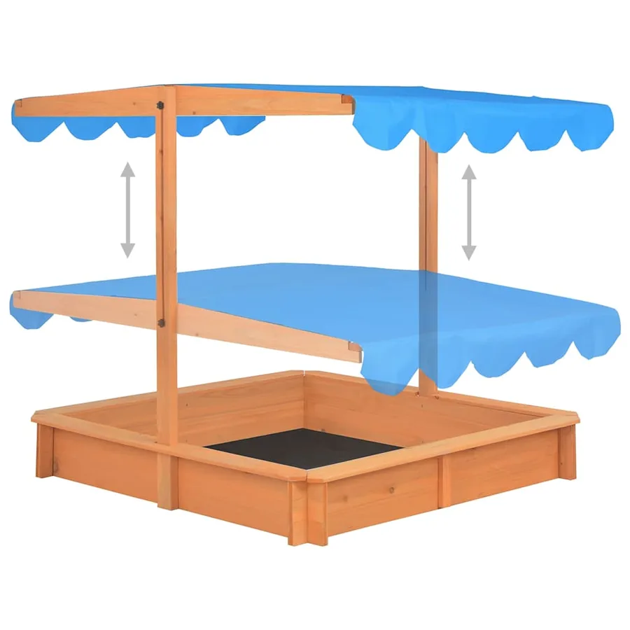 Bac à sable avec toit réglable Bois de sapin 115x115x115 cm - 6
