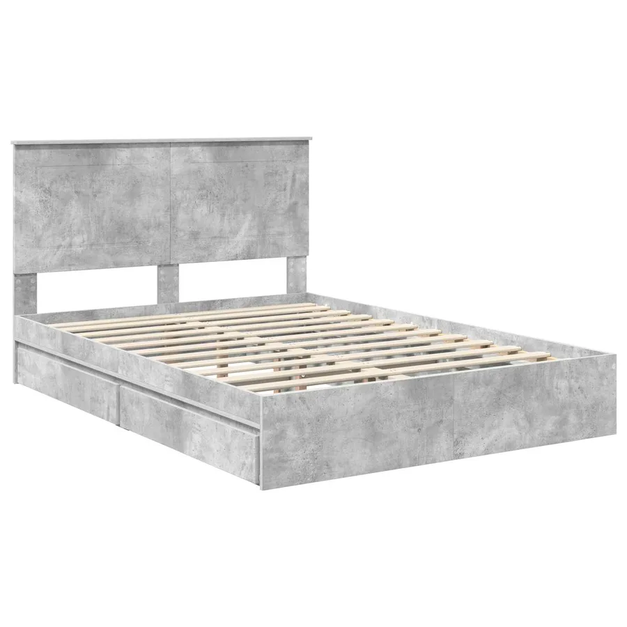 Lit de Rangement Gris béton 150 x 200 cm Bois d'ingénierie - 4