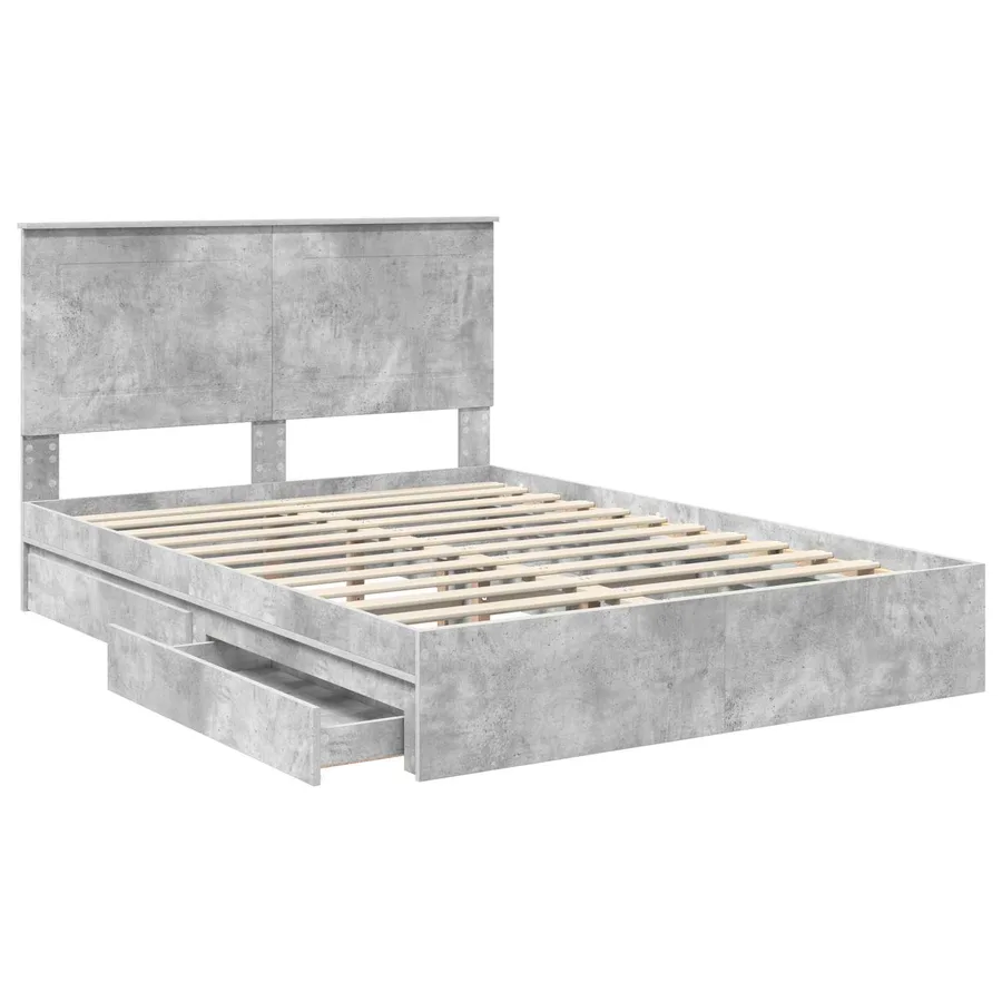 Lit de Rangement Gris béton 150 x 200 cm Bois d'ingénierie - 5