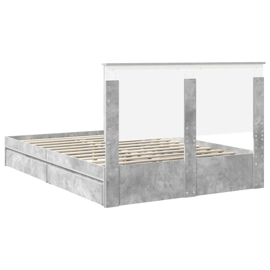 Lit de Rangement Gris béton 150 x 200 cm Bois d'ingénierie - 8