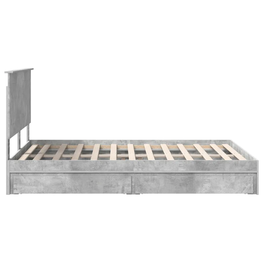 Lit de Rangement Gris béton 150 x 200 cm Bois d'ingénierie - 9