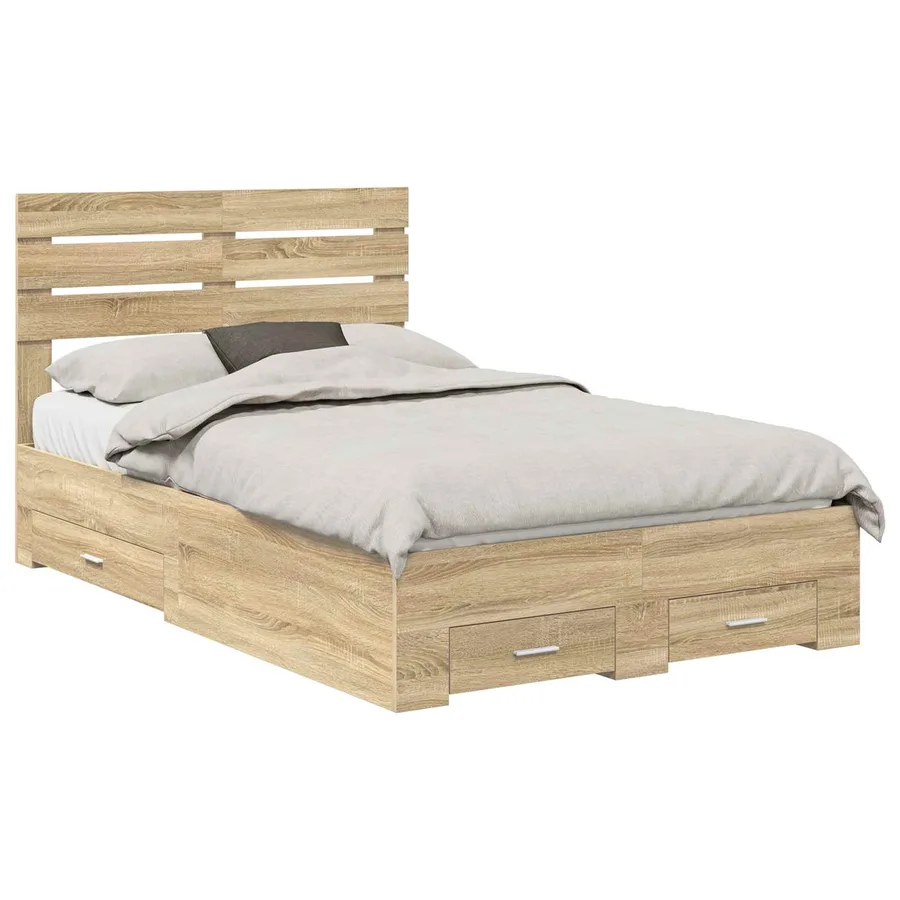 Cadre de lit avec tiroir avec tête de lit Bois d'ingénierie - 2