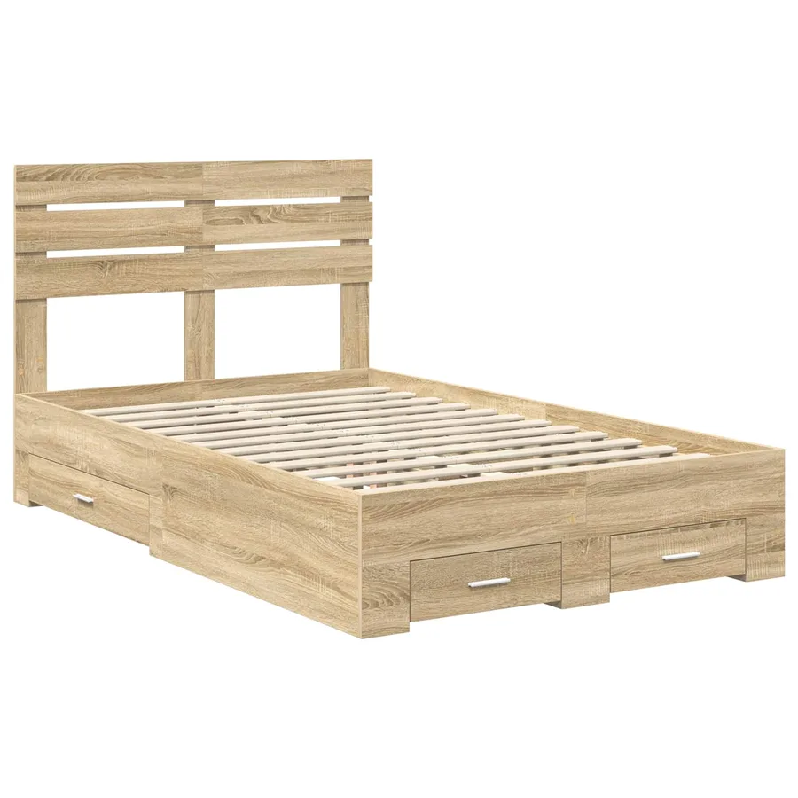 Cadre de lit avec tiroir avec tête de lit Bois d'ingénierie - 4