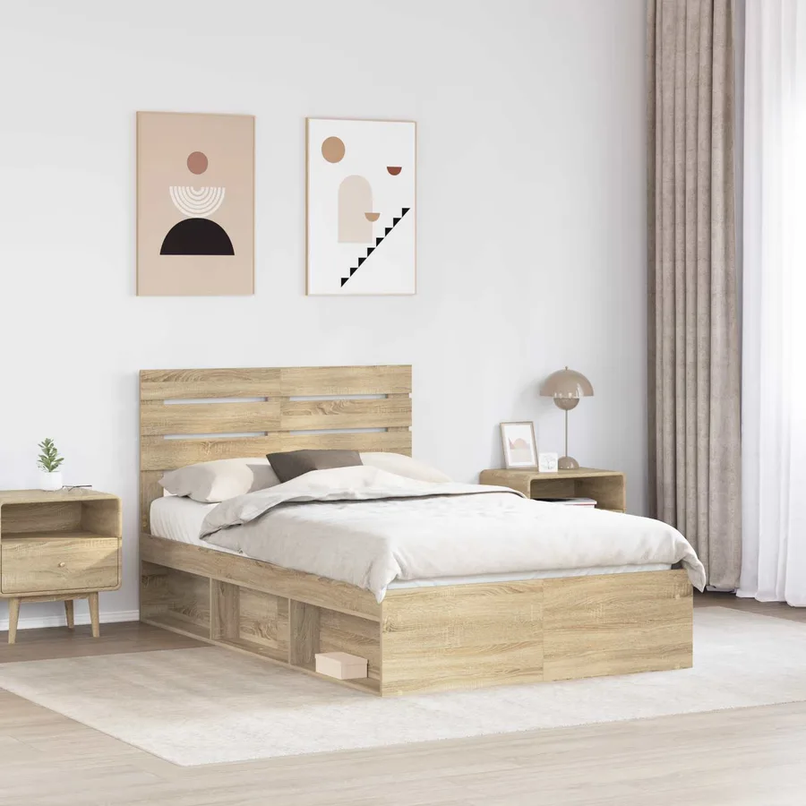 Cadre de lit avec tête de lit Sonoma 120 x 190 cm Pin massif - 3