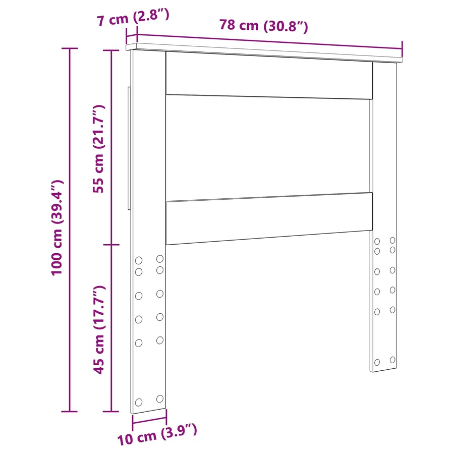Tête de lit avec tête de lit Blanc 75 cm Bois d'ingénierie - 8