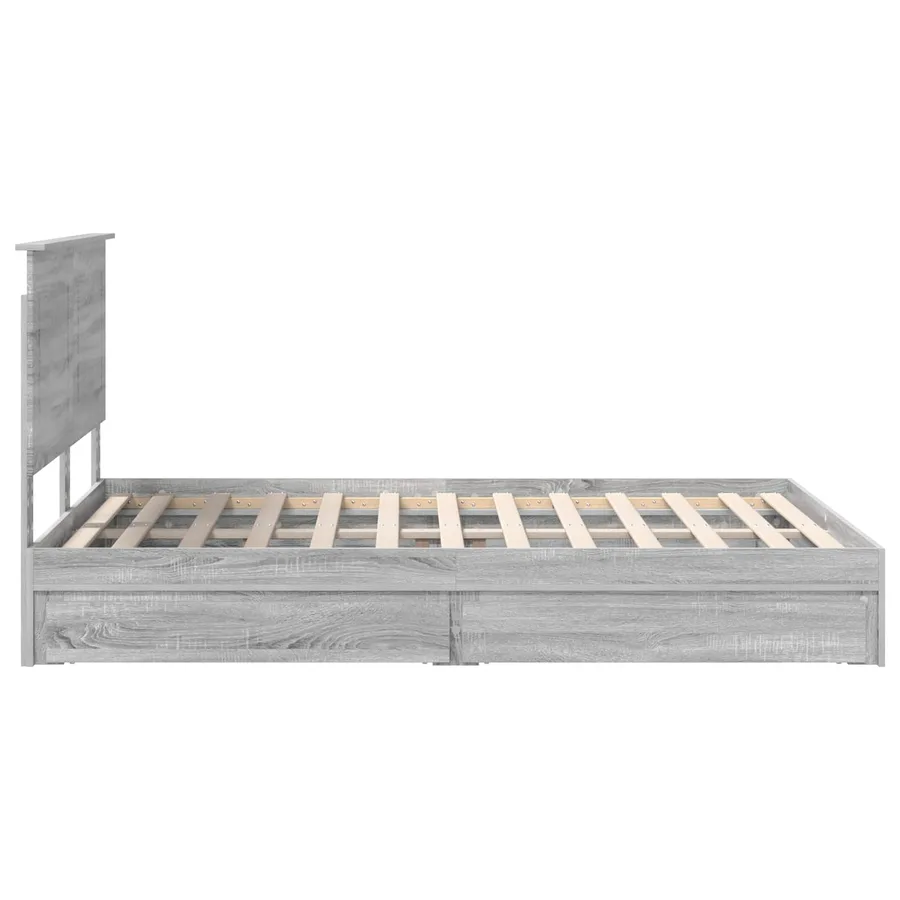 Lit de Rangement Gris Sonoma 160 x 200 cm Bois d'ingénierie - 9