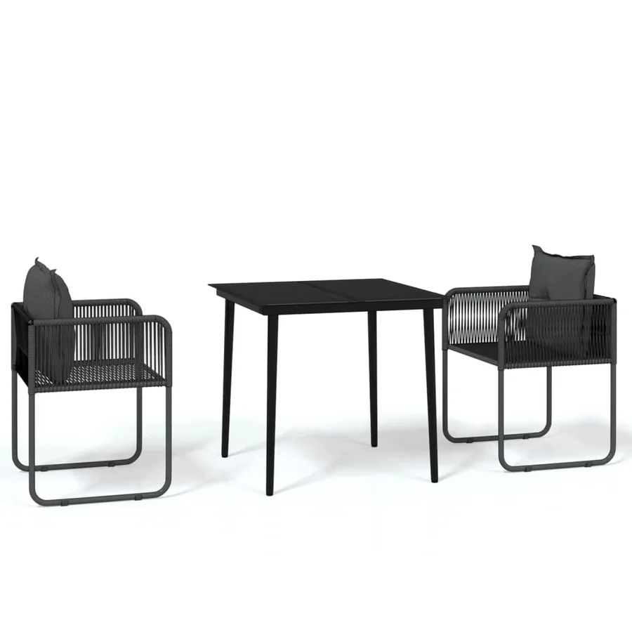 Ensemble à manger de jardin 3 pcs Noir - 2