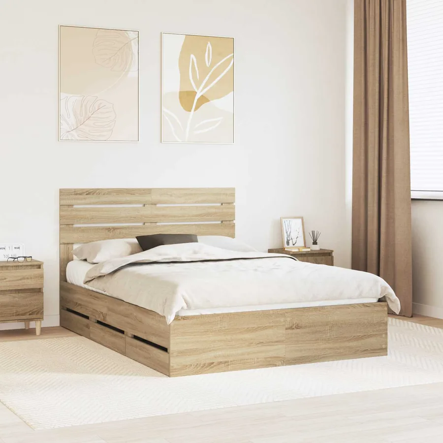 Cadre de lit Chêne Sonoma 150 x 200 cm Bois Ingénierie