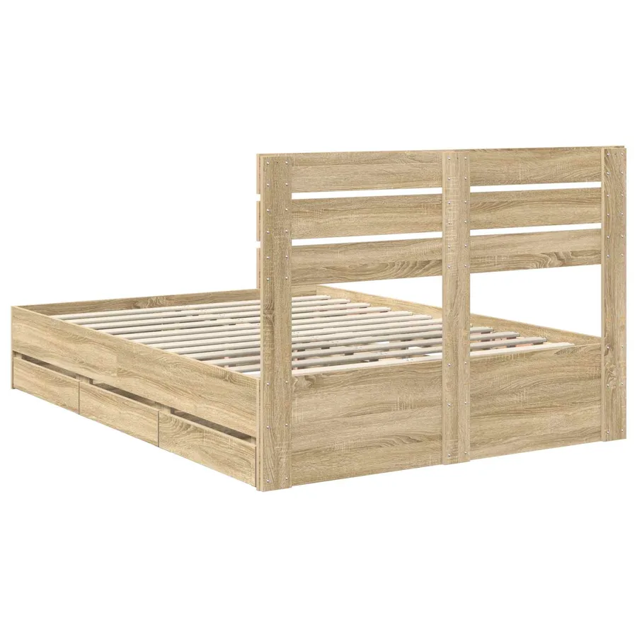 Cadre de lit Chêne Sonoma 150 x 200 cm Bois Ingénierie - 10