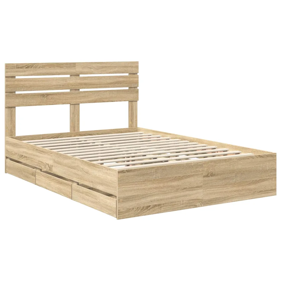 Cadre de lit Chêne Sonoma 150 x 200 cm Bois Ingénierie - 4