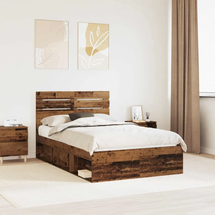Cadre de lit Bois ancien 135 x 190 cm Pin massif
