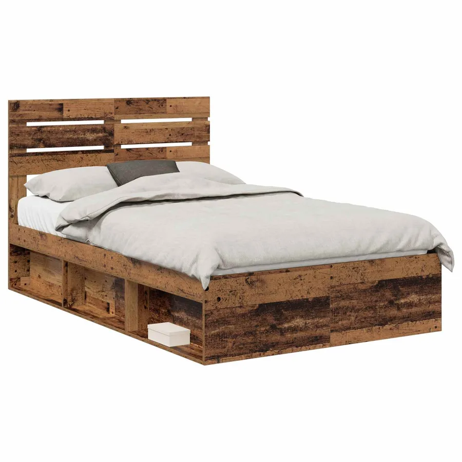 Cadre de lit Bois ancien 135 x 190 cm Pin massif - 2