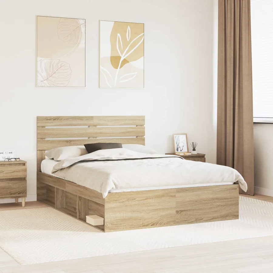 Cadre de lit Chêne Sonoma 150 x 200 cm Pin massif