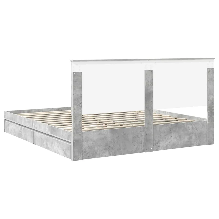Lit de Rangement Gris béton 200 x 200 cm Bois d'ingénierie - 8