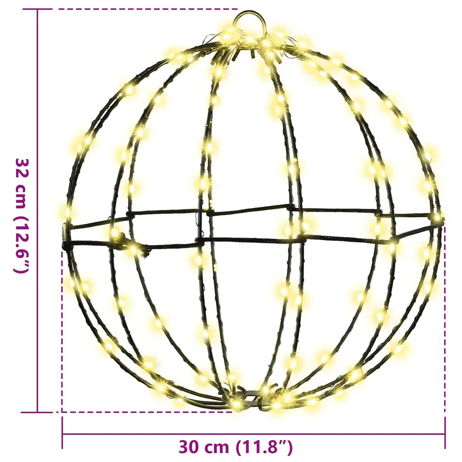Boule avec 192 LED 2 pcs Blanc chaud 30 x 30 x 32 cm Métal - 8