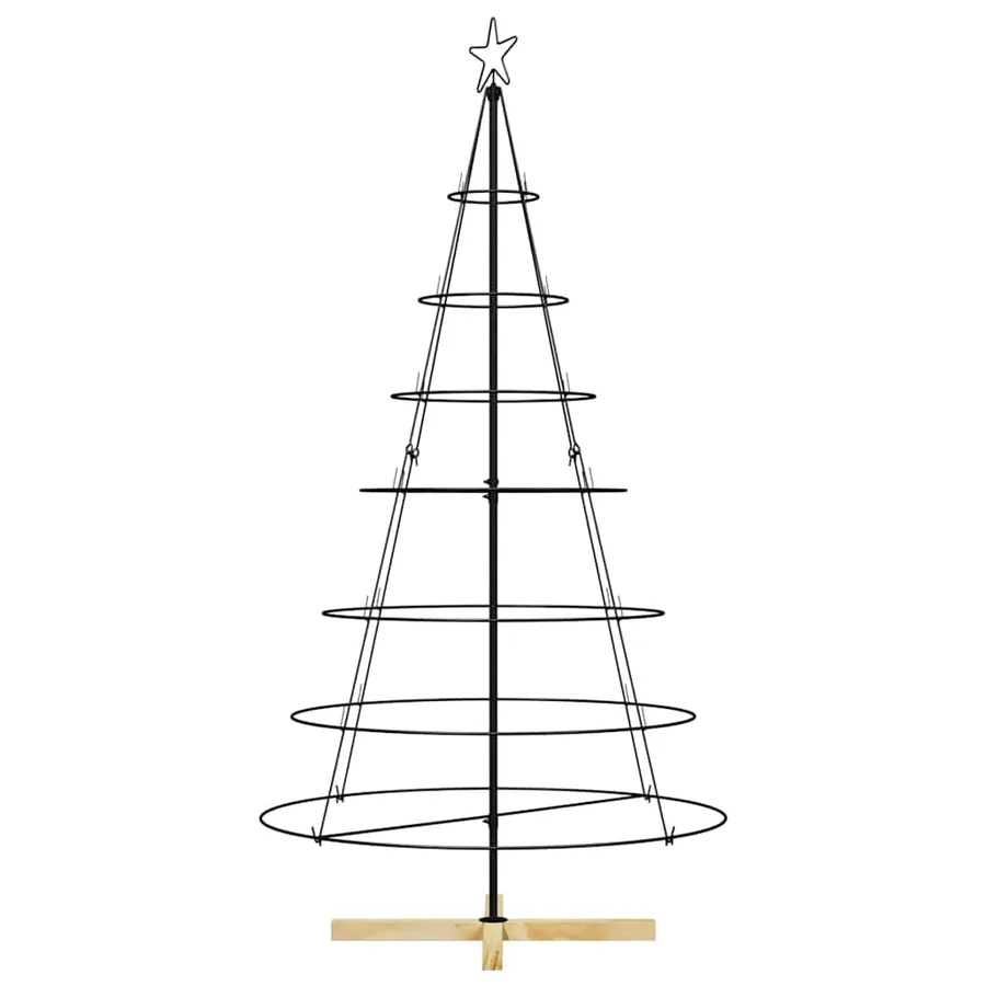 Arbre en cône de Noël avec support Noir 180,5 cm Acier - 5