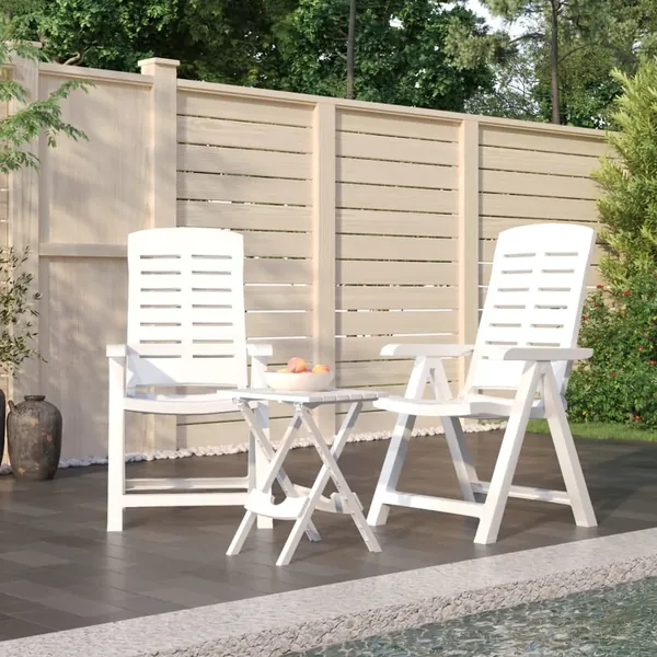 Ensemble à manger de jardin 3 pcs Blanc Polypropylène