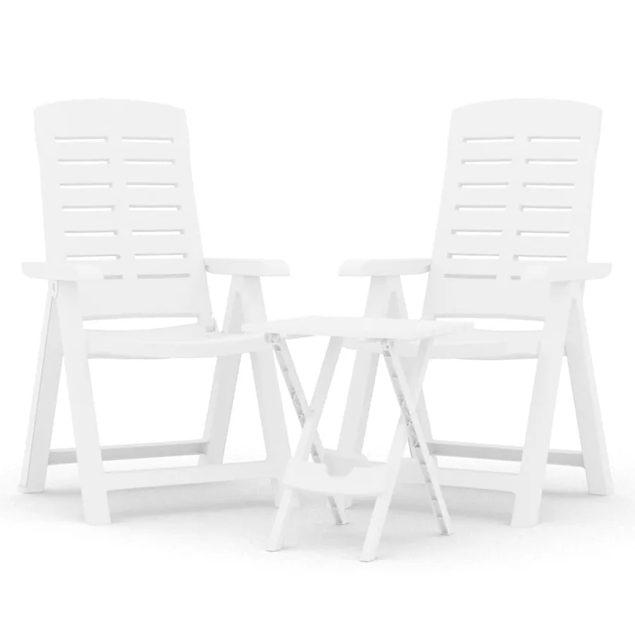Ensemble à manger de jardin 3 pcs Blanc Polypropylène - 2