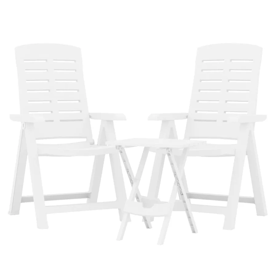 Ensemble à manger de jardin 3 pcs Blanc Polypropylène - 3