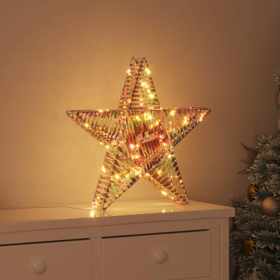 Étoile en 3D avec 50 LED Blanc chaud 55 x 52.5 x 9 cm PET