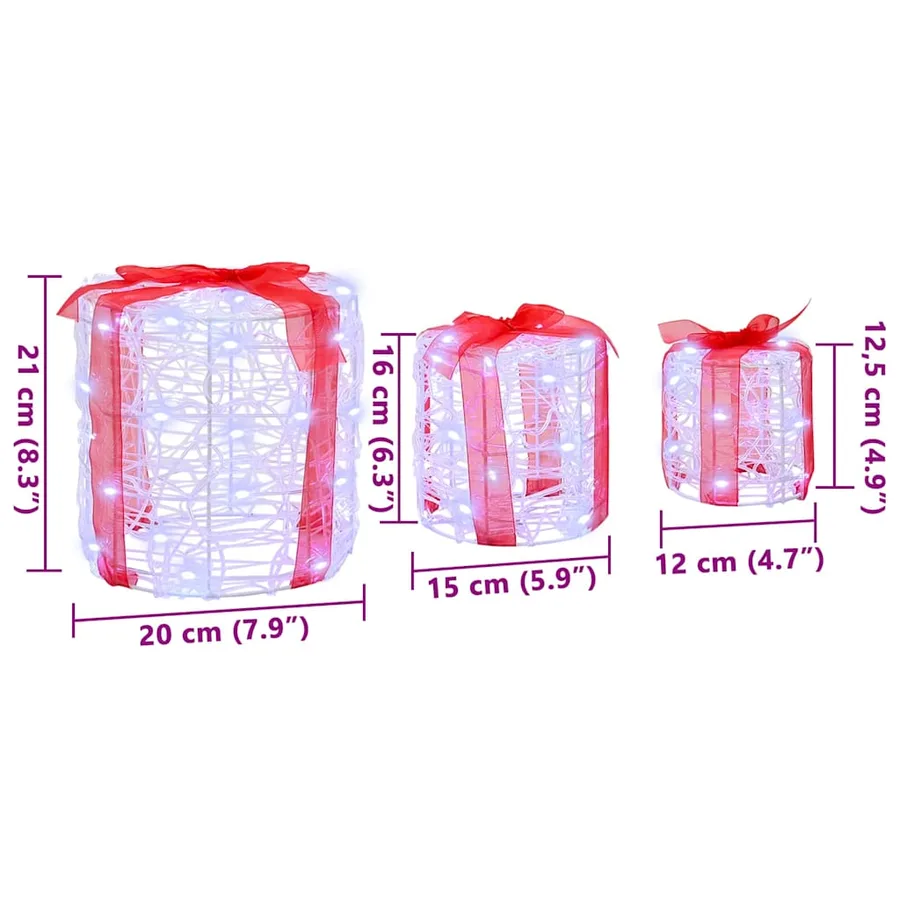 Décoration de boîte cadeau 3 pcs Blanc froid 20 x 20 x 21 cm - 9