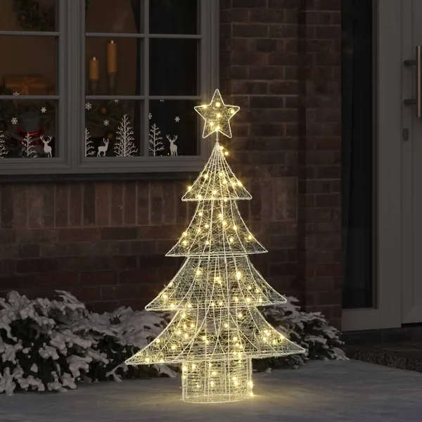 Sapin de Noël avec 100 LED Blanc chaud 120 cm Acrylique