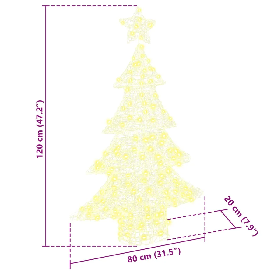 Sapin de Noël avec 100 LED Blanc chaud 120 cm Acrylique - 10