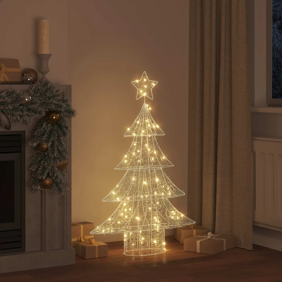 Sapin de Noël avec 100 LED Blanc chaud 120 cm Acrylique - 3