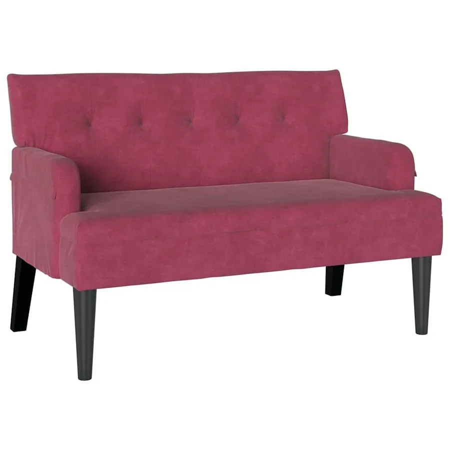 Banc Chesterfield Bordeaux 112 x 65,5 x 75 cm Velours - 2