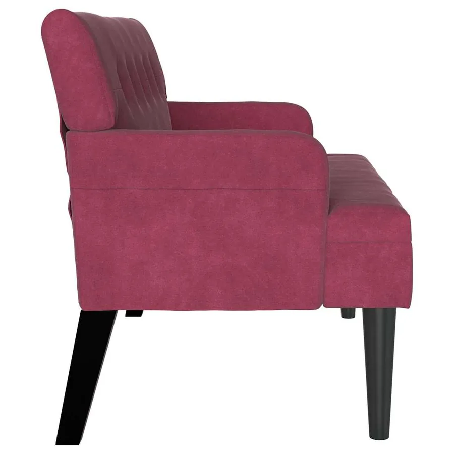 Banc Chesterfield Bordeaux 112 x 65,5 x 75 cm Velours - 5