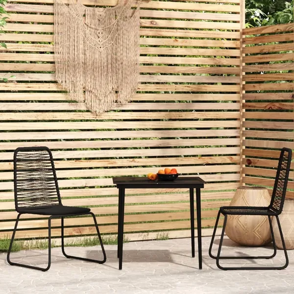 Ensemble à manger de jardin 3 pcs Noir