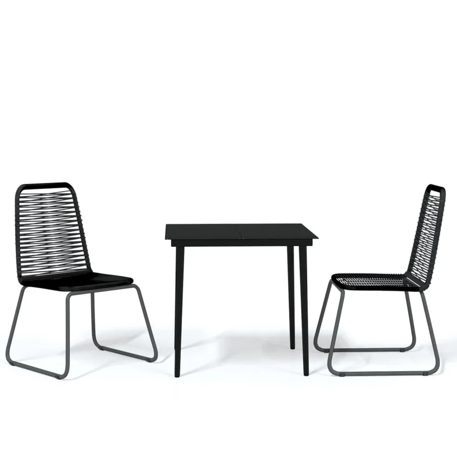 Ensemble à manger de jardin 3 pcs Noir - 2