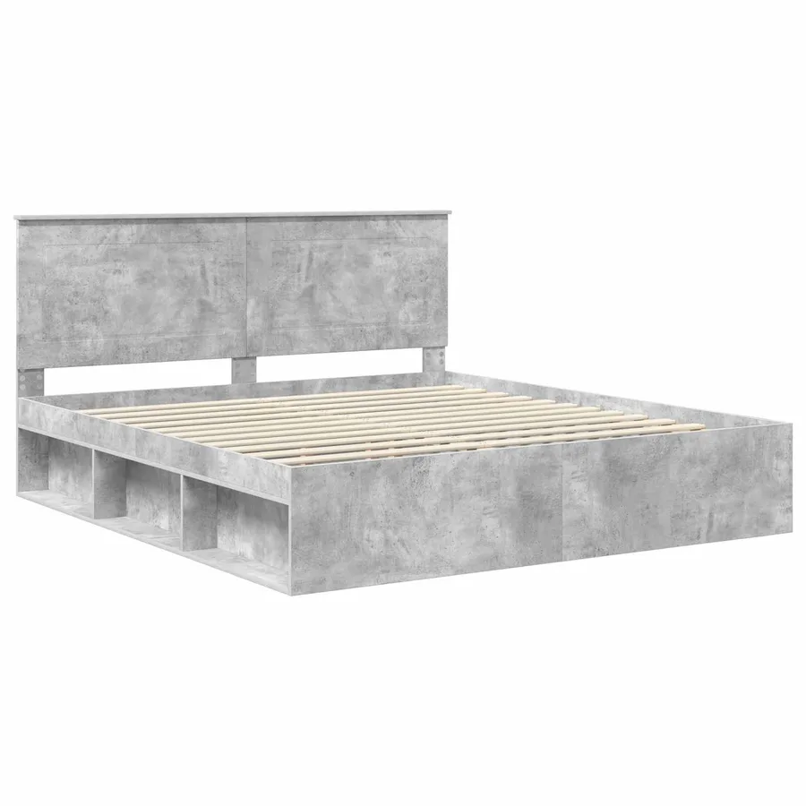 Cadre de lit Béton 180 x 200 cm Bois de pin massif - 4