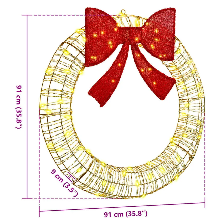 Couronne avec 80 LED Blanc chaud 91 x 91 x 9 cm PET - 10