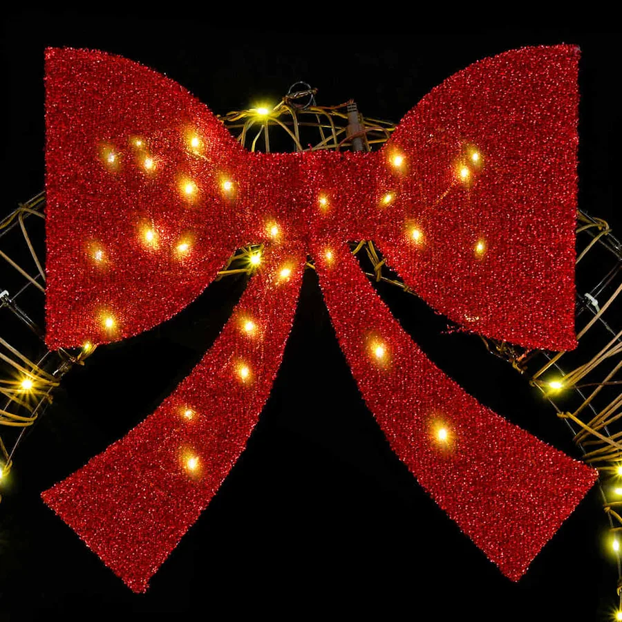 Couronne avec 80 LED Blanc chaud 90 x 90 x 9 cm Rotin - 7