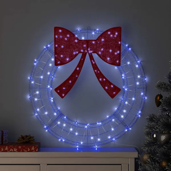 Couronne avec 60 LED Bleu 76 x 76 x 8,5 cm Acrylique