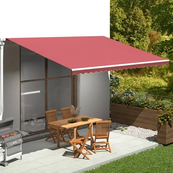 Tissu de remplacement pour auvent bordeaux rouge 5x3,5 m polyester