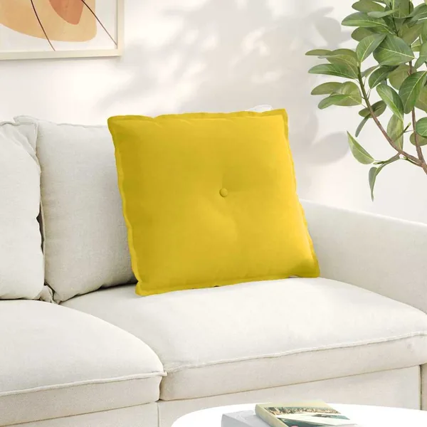 Coussin de Dos Jaune 60 x 50 cm Tissu en velours côtelé