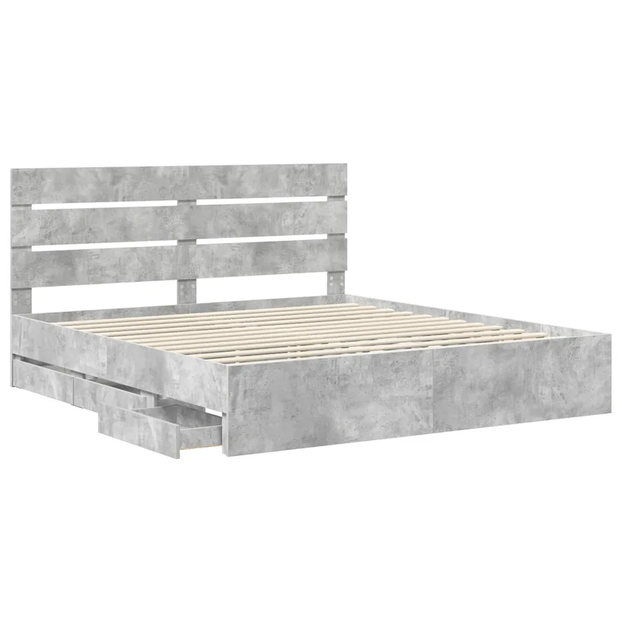 Cadre de lit Gris béton 180 x 200 cm Bois Ingénierie - 5