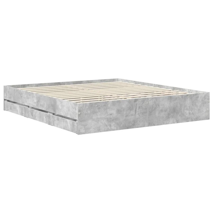 Cadre de lit Gris béton 180 x 200 cm Bois Ingénierie - 6