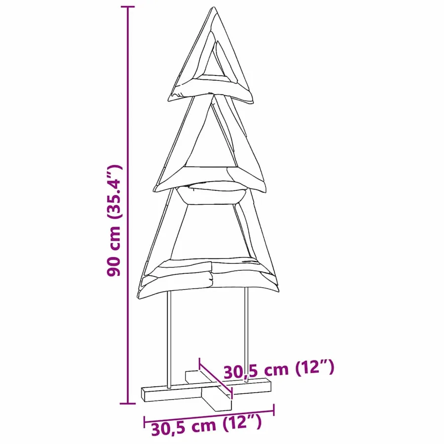 Sapin de Noël avec support Marron 90 cm Bois de teck solide - 11