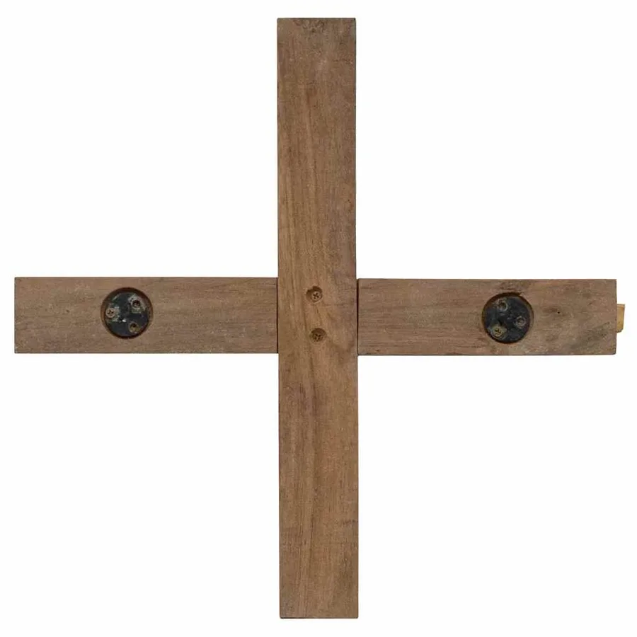 Sapin de Noël avec support Marron 90 cm Bois de teck solide - 8