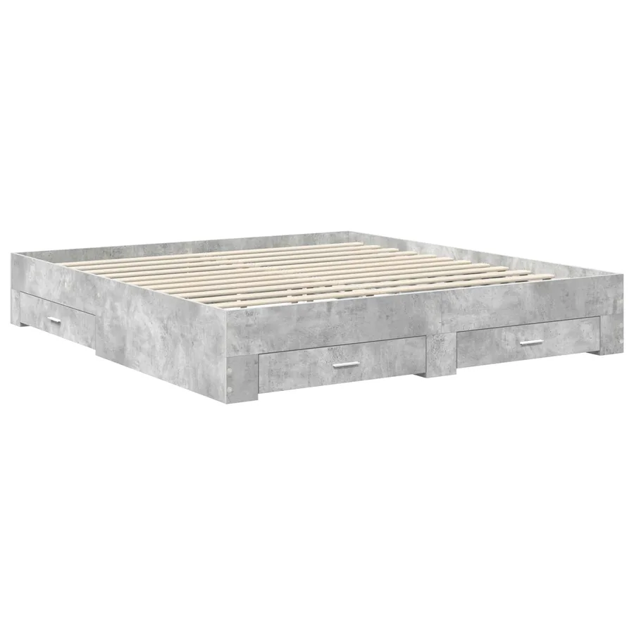 Cadre de lit Gris béton 180 x 200 cm Bois d'ingénierie - 6