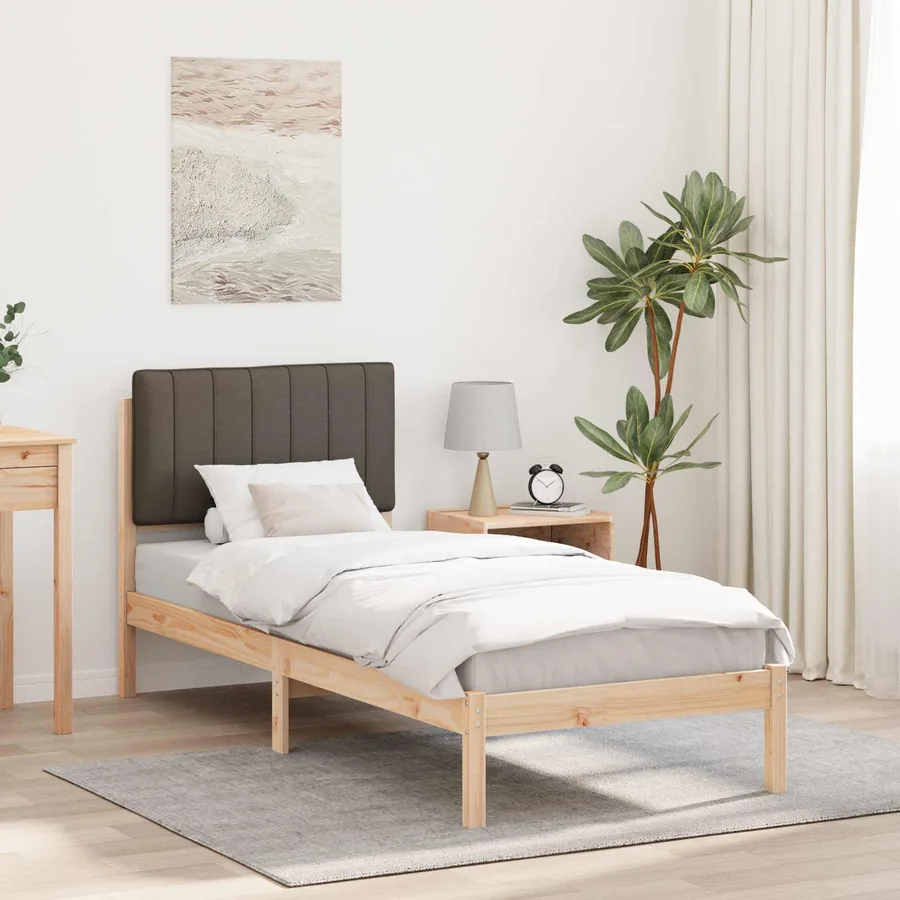 Cadre de lit avec tête de lit rembourrée Taupe 75 x 190 cm