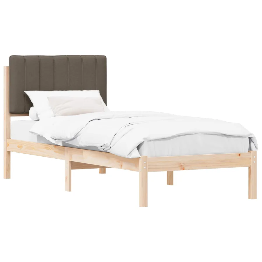 Cadre de lit avec tête de lit rembourrée Taupe 75 x 190 cm - 2