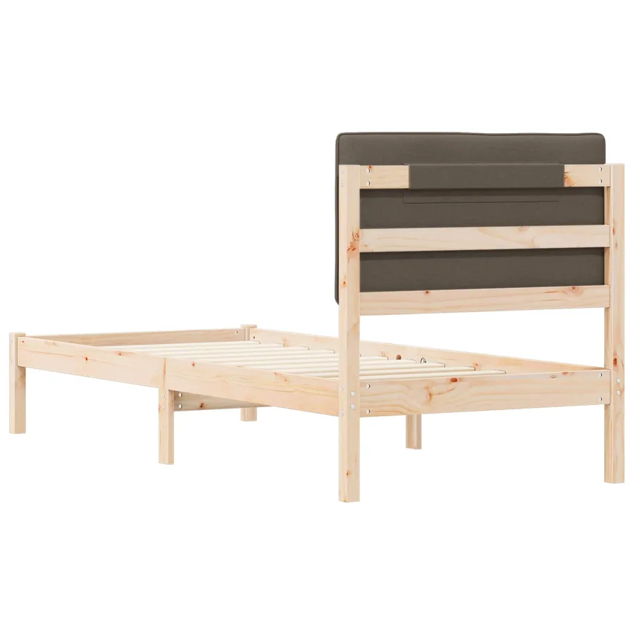 Cadre de lit avec tête de lit rembourrée Taupe 75 x 190 cm - 7