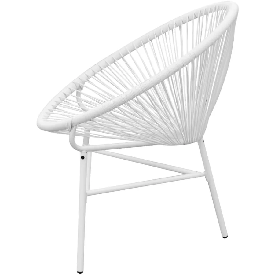 Chaise de jardin en corde forme de lune résine tressée blanc - 3