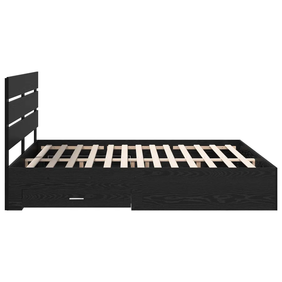 Cadre de lit Chêne noir 180 x 200 cm Bois d'ingénierie - 9